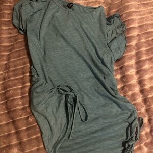 Teal Ruched Short Sleeve Top